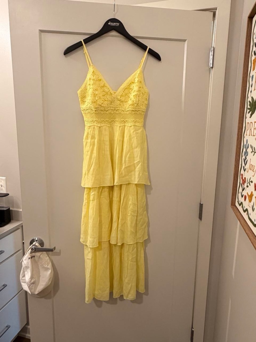 NWOT Yellow crotchet Tiered Spaghetti Strap Dress